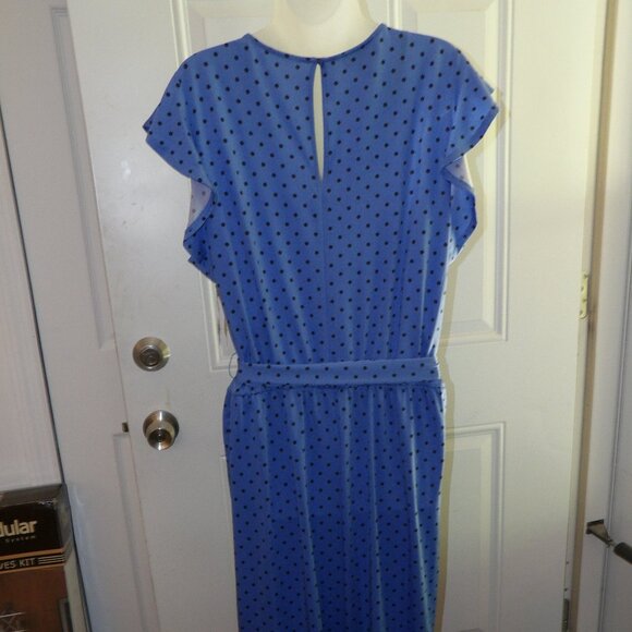 AGB Flutter Sleeve Polka Dot Blue Knit Romper Size XL nwt - Picture 5 of 6